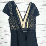 Black Lace Illusion Deep V Neck Mini Party Dress Size Small/Medium Photo 8