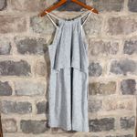 Madewell Gray Dream Drift Overlay Dress Size 12 Linen Blend Pockets Neutral Photo 1