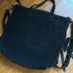 Madewell  Black Suede Fringe Transport Tote Crossbody Photo 4