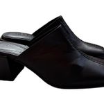 Selected Femme Black Leather Mules Block Heel Square Toe Y2K 90s Vibe Size 9 NEW Photo 0