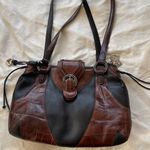 Brighton EMMA Tiny Woven Brown/Black Leather Print D330285 Western Vintage Bag Photo 1