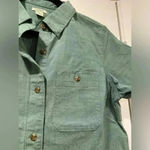 NWOT L.L. Bean Women’s Sage Green Stretch Cotton Short Sleeve Button Down Shirt Photo 5