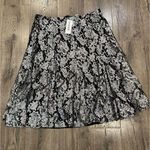 Chico's NEW Chico’s Midi Skirt 3 (XL) Metallic Lace Krista Overlay Black Silver Holiday Photo 0