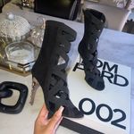 Balmain New  Tali Black Peep-Toe Lattice Suede Stiletto Booties Photo 2