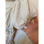 Sim & Sam Cropped Halter Top Beige Linen Blend Puff Sleeve Smocked Size Medium Photo 3