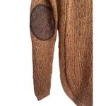 Alya Women Sweater S Brown Academia Open Knit Tunic Elbow Patch Cozy Fall Preppy Photo 8