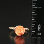 1980’S SOLID 14K YELLOW GOLD GENUINE CORAL CARVED ROSE BUD RING (8.25) Pink Size 6 Photo 13