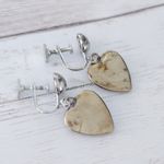 Vintage Screw On Earrings Palm Trees Scene Heart Shape Photo 6