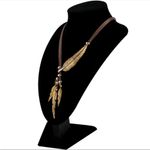Boho Feather‎ Decor Choker Necklace Vintage Style Rope Chain Ethnic Style Brown Photo 2