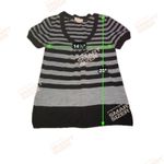 Arizona Jeans Size Medium Y2K Grey and Black Stripe Babydoll Short Sleeve Scene Emo Top Photo 2