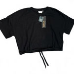 Only Black Soft Drawstring Cinched Waist Crop T-Shirt Top Tee Size S Photo 0