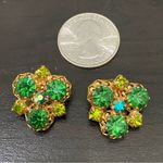 Vintage Peridot & Emerald Austrian Crystal Ornate Gold Photo 3