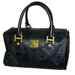 MCM VINTAGE Black Visetos Boston Top Handle Hand Bag MADE IN GERMANY Photo 0