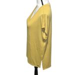 Orvis Knit Top Womens L Large Mustard Rayon Blend V Neck Cap Sleeve Hi-Low Hem Photo 3