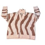Nine West Sweater Womens Large Pink Mauve Zebra Polo Knit Long Sleeve Size XXL Photo 2