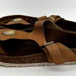 Birkenstock Gizeh Thong Sandals Nubuck Leather Buckle Metallic Sea Copper M6 W7 Photo 0
