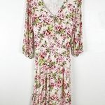 J.Jill Pebble Floral Hydrangea Garden Dipped Hem Lined Front Button Dress Large Photo 8