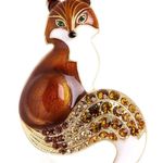 Elegant Fox Brooch with Rhinestones Orange Photo 1