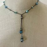 Debby Reid Aqua Crystal Lariat Necklace Blue Photo 0