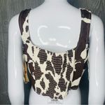 Cropped tank top brown and tan lonestar cow print cropped top shirt festival l Size L Photo 7