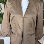 Coldwater Creek  Chocolate Brown Cotton Blend Jacket w/Button Bead Trim - size 10 Photo 0