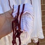 Free People  White Boho Blouse with Maroon Trim and Matching Shorts Size Medium Photo 8