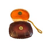 Source Unknown Cat-Shaped Genuine Embossed Leather Coin Purse Wristlet Brown Photo 1