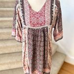 Sundance  Pink Ditsy Floral Crochet Lace Trim Mini Dress Photo 0
