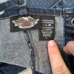 Harley Davidson Denim Embroidered Corset Tank Front Zip H13 Blue Size L Photo 3