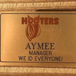 Hooters  Girl Worn Gold Uniform Manager Name Tag “Aymee” Photo 0