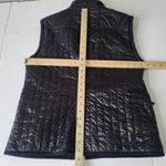 Michael Kors Black Quilted Shiny Puffer Vest Size M Full Zip Pockets High Collar Photo 12