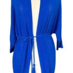 Chico's Travelers Blue Cardigan Open Front with Tie Women's Size 2 L Photo 0