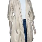 Vertigo Paris M Putty Beige 3/4 Sleeve Snap Front Belted Waist Long Trench Coat Photo 1