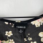 Torrid  Black Floral Lightweight V-Neck Full‎ Zip Front Tunic Cape Top Size 3X Photo 1