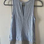 J.Crew  Light Blue White Pinstripe Hem Tank Top Size XXS EUC Photo 3