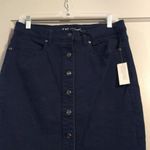 NWT New Cotton blend dark blue snap front skirt Medium M womens Photo 1