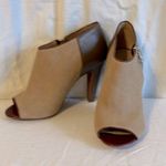 See By Chloe Peep Toe Leather Canvas Zip Up Heeled Ankle Bootie 39/9 Photo 1