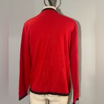 Sag Harbor  red cardigan attached shell sweater top black beading woman’s small Photo 2