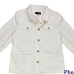 Talbots Corduroy Utility Jacket Collared Button Shacket Ivory Photo 1