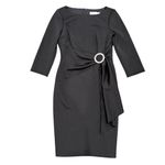Eliza J Embellished-Side-Buckle Scuba Crepe Dress in Black, Size 6 Photo 2