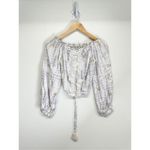 Surf Gypsy SURF‎ GYPSY Metallic Star Print Crochet Ruched Off Shoulder Crop Top Size Small Photo 4