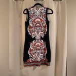 New York & Company Black Dress with Red and White Design Photo 1
