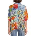 John Mark Printed Oversized Wire Collar Short Dolman Sleeve Top Sz S/M Blue Size M Photo 2