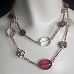 Liz Claiborne Rose Gold, Pink, & Clear Multilayer Necklace Photo 1