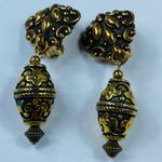 Gold Brass Color Clip On Earrings Boho Textured Metal (has discolored spot) Photo 9