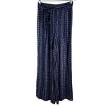 Sadie & Sage Pants Wide Leg Pants Navy Cream Small Lined Belted Boho New Blue Photo 12