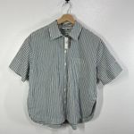 Madewell ‎ Daily Shirt Womens M Green White Stripe Short Sleeve Button Front NWT Photo 1