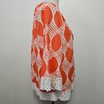 Crown & Ivy Orange & White Geo Print Crochet Detail Peasant Blouse Size XL Photo 3