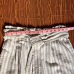 Madewell  Blue and White Striped Linen
Paperbag Cropped Pants Size Medium Photo 7