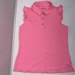 Lilly Pulitzer  Luxletic Frida Ruffle Polo Top Preppy Athletic Hot Pink Shirt XS Photo 2